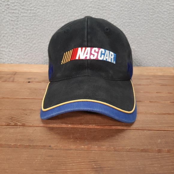 Vintage Nascar Hat Adult Strap Back Cap Black Blue Racing Grunge Faded 1990s Y2K - Picture 3 of 9